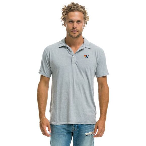 Aviator Nation Polo Shirt Small Light Grey Tri-Blend Soft Vintage Look - Picture 3 of 14